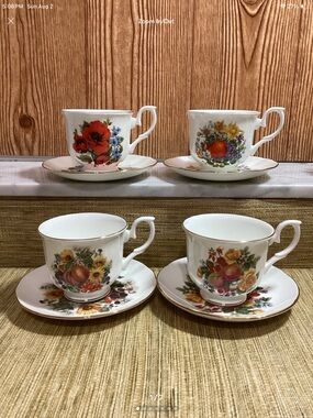 Royal Court Fine Bone China Floral Teacup and Saucer Set - Multicolor